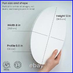 Blank Painting Canvas 4 pcs Oval Shape Cotton White Wooden Frame for Artist Tool