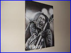 Bob Marley Portrait Acrylic Airbrush Painting On Canvas 1 Off Original