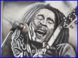 Bob Marley Portrait Acrylic Airbrush Painting On Canvas 1 Off Original