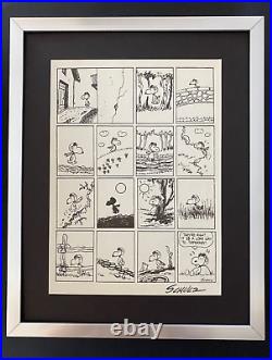 CHARLES SCHULZ + Signed Vintage 1968 Peanuts SNOOPY Cartoon + New Frame