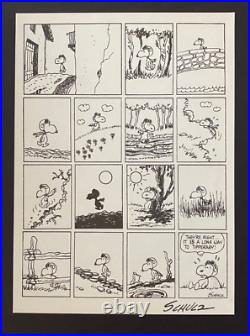 CHARLES SCHULZ + Signed Vintage 1968 Peanuts SNOOPY Cartoon + New Frame