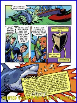 COUSTEAU GREAT WHITE SHARK Book + Original Art AUTOGRAPHED by Marvel & DC Artist