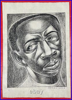 Charles White (Handmade) Charcoal on old paper Painting Drawing signed & stamped Charles White (Handmade) Charcoal on old paper Painting Drawing signed & stamped