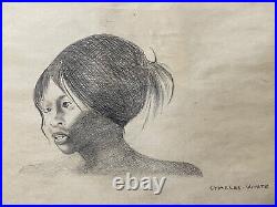 Charles White (Handmade) Drawing Inks on old paper signed & stamped