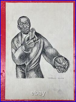 Charles White (Handmade) Drawing charcoal on paper signed & stamped