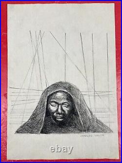 Charles White (Handmade) Drawing charcoal on paper signed & stamped