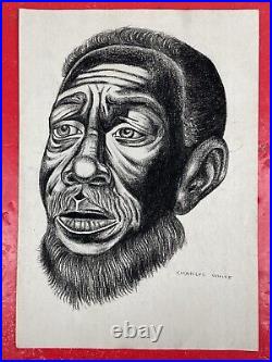 Charles White (Handmade) Drawing charcoal on paper signed & stamped