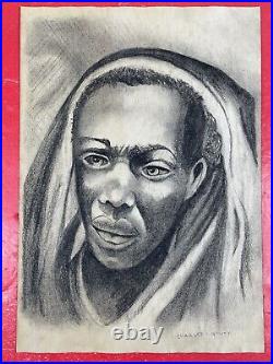 Charles White (Handmade) Drawing charcoal on paper signed & stamped