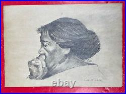 Charles White (Handmade) Drawing charcoal on paper signed & stamped