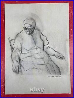 Charles White (Handmade) Drawing charcoal on paper signed & stamped