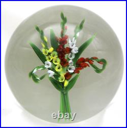 Charming Artist's Proof CHRIS BUZZINI Gladiolas Bouquet Art Glass PAPERWEIGHT