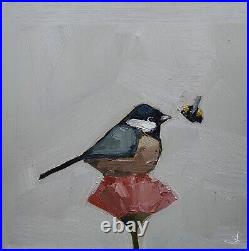 Coal Tit Bird Oil Painting Vivek Mandalia Impressionism Decor 12x12 Original