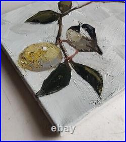 Coal Tit Oil Painting Vivek Mandalia Impressionism 12x12 Original Lemon Tree Art
