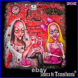 Contemporary artist pop art painting original vampires dolls drink comix cartoon