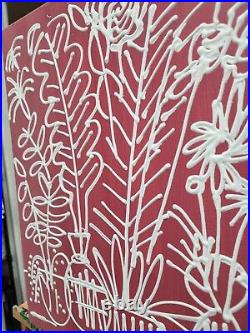 Corbellic Contemporary 16x20 Red Garden Scenery White Paint Layered Signed Art