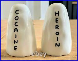 DAVID SHRIGLEY'Heroin / Cocaine' Salt Pepper & Shakers Porcelain Artist NEW