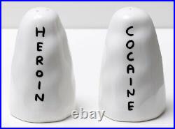 DAVID SHRIGLEY'Heroin / Cocaine' Salt Pepper & Shakers Porcelain Artist NEW