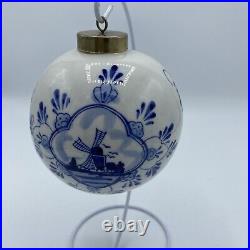 Delft Christmas Ornaments Baubles Set Of 17 Blue White Ceramic Hand Painted vtg
