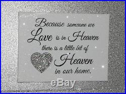 Diamond Embellished Sparkly Silver glitter Heaven canvas