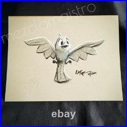 Disney fine artist Rob Kaz signed Original Bird Sketch 12 x 9 Black White Art