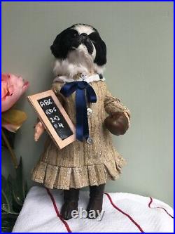 Dog Doll OOAK Anthropomorphic made with Vintage doll body Isabella at School