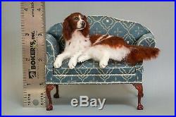 Dollhouse Miniature Dog Red and White Setter Artist Sculpted Furred OOAK 112