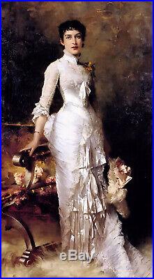 Dream-art Julius LeBlanc Stewart young beauty in white dress hand painted art