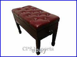 Duet GENUINE LEATHER Mahogany Adjustable Artist Piano Bench/Stool/Chair