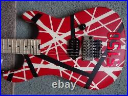 EVH Striped Series 5150 Guitar, Maple Neck, Red with Black/White Stripes