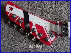 EVH Striped Series 5150 Guitar, Maple Neck, Red with Black/White Stripes