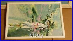 Ed French Disney Wildlife Artist White Pelicans Original Acrylic Painting With COA