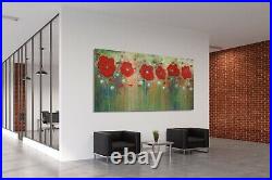 FLOWER PAINTINGS # FLORAL ART WALL DESIGN CANVAS DECOR FIORI ROSSI 78 x 40
