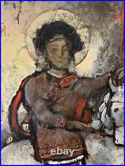 Fantastic Huge Oil Painting Of Saint George By Russian Artist G Lev Saksonov
