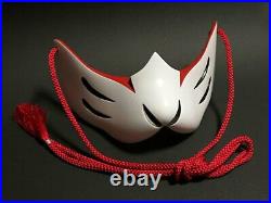 Fox Kitsune Half Mask White x red Gothic FRP Cosplay Unisex Halloween JPN Artist