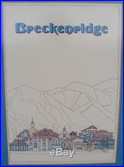 Framed 1970's Breckenridge Colorado USA Ski Poster by Artist Gene Hoffman