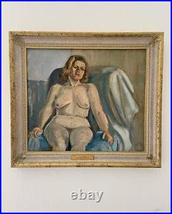Franklin White 1892-1975 Slade School mid 20thC female nude oil, Royal artist