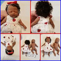Full Silicone 7 Baby Girl Emma Rose Biracial/AA With Curly Hair