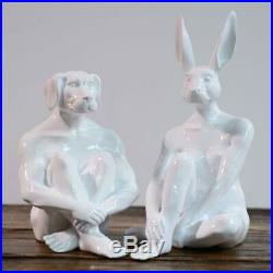 GILLIE AND MARC Direct from artists Mini Dog White Resin Art Sculpture