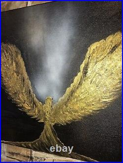 GUARDIAN GOLDEN ANGEL1-UNIQUE ORIGINAL PAINTING-60x40cms