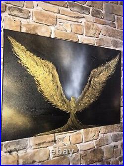 GUARDIAN GOLDEN ANGEL1-UNIQUE ORIGINAL PAINTING-60x40cms