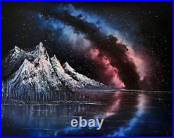 Galaxy Patriotic Milky Way Space Original Oil Landscape Oil Painting 16x20in