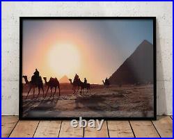 Giza Plateau at Dusk Wall Art Decor Poster, Canvas, Framed Print Egypt, Arab