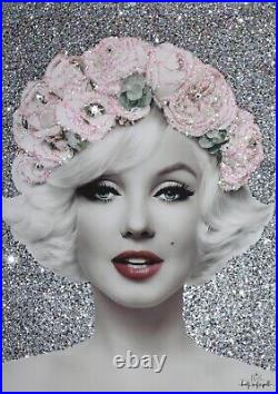Glam Silver Marilyn Monroe Glitter, crystals canvas picture Any size