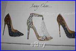 Glitter Jimmy Shoe Canvas Picture Wall Art White/Gold/Silver. Any Size