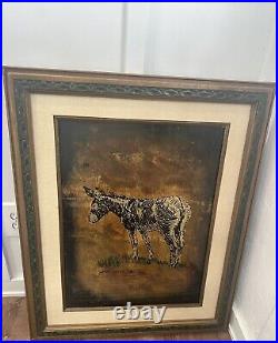Gold Donkey Art by Jack White Texas Artist Vintage Original signed