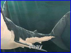 Great White Shark Oil Painting Seascape Original Canvas Wall Art by Guillemette