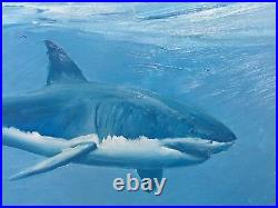 Great White Shark Original 12 x 24 Oil Painting by Edward Suthoff