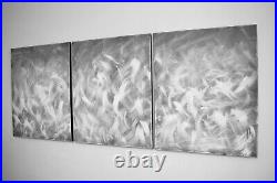 Grey black white large painting canvas triptych artist abstract 3 panel artwork