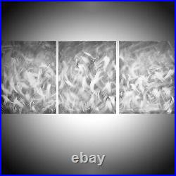 Grey black white large painting canvas triptych artist abstract 3 panel artwork
