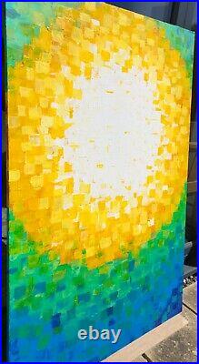 HUGE XL ABSTRACT PAINTING ORIGINAL ART CANVAS gold turquoise blue white 1.5M